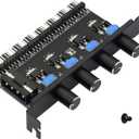 SinLoon 4 Knob Cooling Fan Speed Controller PC 8 Channels 12V Fan Hub for CPU Case HDD VGA PWM PCI Bracket- 4Pin Interface Power Supply (4 Pin 4Knob)