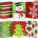 JOYIN 18 PCS Christmas Paper Bags for Present, Xmas Gift Wrap Bags with Handles for Wrapping Xmas Holiday Presents, Thanksgiving Gift Decor, Classroom and Party Favors (9"x 3.5"x 7.3")