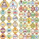 Nosiny 50 Pcs Cute Baseball Award Medals for Kids Gold Baseball Trophy Bulk with 50 Styles Award Stickers 1.5 Inches Neck Ribbon for Team Sports Toddler Preschool School Teacher Coach Favors Gift