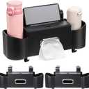 LemonRoad 2 Pack Multifunctional Car Seat Back Storage Box Car Seat Back Organizer with Tissue Box, 2 Cup Holders and Hooks for Hold Phone, Drinks, Handbag, Fits for Most Vehicles(Black)