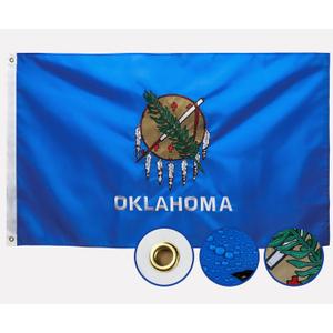 STREBAN Oklahoma Flag 3x5 Outdoor - Embroidered Design Heavy Duty Polyester Okla Flag with Sewn Stripes, Brass Grommets