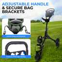 SereneLife Golf Push Pull Cart Lightweight, Foldable, Bag Holder with Adjustable Handle, Compact Folding Golf Trolley for Travel