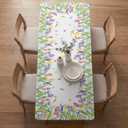 Horaldaily Spring Fitted Tablecloth 72 x 30 Inch Rectangular, Spring Tulips Floral Butterfly Washable Table Cover Elastic Edged for Dinning, Picnic, Camping, Banquet
