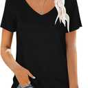 lime flare Womens Summer Tshirts V Neck Casual Short Sleeve Tunic Tops Tees (Black, S)