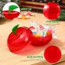 Cabilock Christmas Apple-Shaped Candy Packaging Box Plastic Container 7.1X7.1X7.7 Inches Holiday Candy Jar for Chocolate Treats and Seasonal Storage