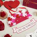 3 x Valentines Day Decorations, Valentines Wreath for Front Door, Love You to Pieces Door Sign, 3D Foldable Wooden Heart Decor, Romantic Wall Hanging Decoration for Wedding Anniversary (13.6Lx0.4Wx13.8H, Red, White, Pink)