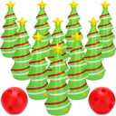Ceenna 12 Pcs Christmas Bowling Set Inflatable Christmas Tree Bowling Set Christmas Games for Family, Include 10 Christmas Tree Pins and 2 Balls