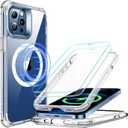 ESR Alliance Series Case Compatible with iPhone 12 Pro Max, with HaloLock Magnetic Wireless Charging, 10FT Drop Tested, Full-Body Hybrid Protection, with 2 Tempered Glass Screen Protectors, Clear