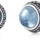 Real Crystal Birthstone Sterling Silver Stud Earrings Jewelry for Women Fashion Trendy Western 925 Antiqued Boho Handmade Best Gift for Her keenove (Aquamarine)