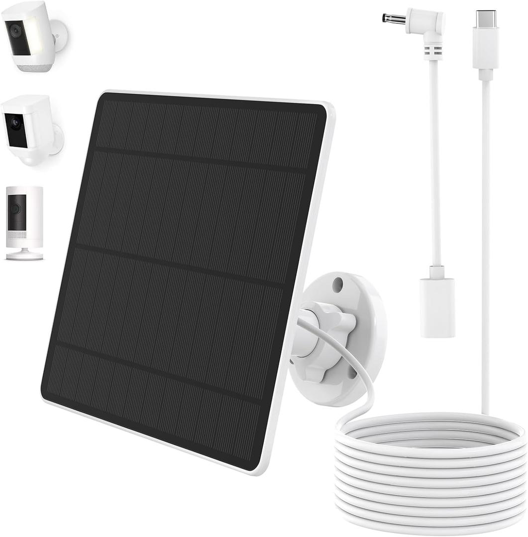 Solar Panel for Ring Camera, 5W 6V Fast Charging Solar Panel Charger for Ring Stick Up Cam/Pro, Spotlight Cam Plus/Pro