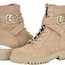 GUESS Women's Orana Combat Boot (8.5, Taupe Suede 240)