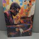 CXHOSTENT Black Jazz Canvas Wall Art Abstract Black Music Painting Prints African American Picture Musical Instruments Artwork for Men Room Decor Framed (Red, 16.00" x 24.00")
