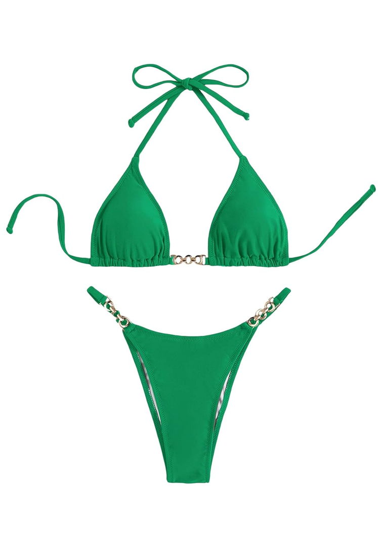 SHENHE Women's Sexy Bikini Sets Ring Triangle Tie Bathing Suits 2 Piece Swimsuits S