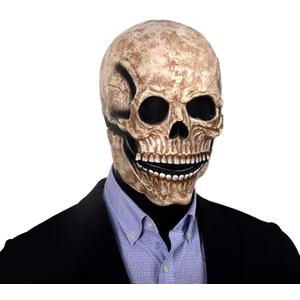 Realistic Creepy Halloween Full Head Skull Mask with Movable Jaw, Comfortable Fit (Dark)