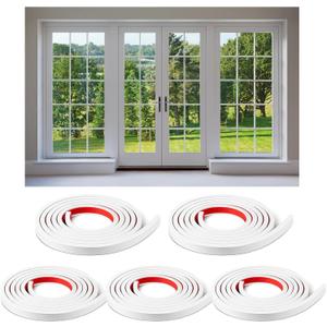 5 Rolls Total 32.8ft Window Grille Inserts Grid Kit Self Adhesive Peel and Stick Trim Simulated DIY Window Decorative PVC Strip Molding Trim Frames (White)
