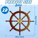 Tatuo 2 Pcs Ship Wheel Wall Decor Pirate Party Decorations Thin Flat Wooden Nautical Wall Art 2d Wood Beach Boat Cruise Ship Steering Wheel for Home Bedroom Decor(15 Inch)