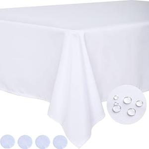 BYDOLL Table Cloth White 30x60 Inch Tablecloth for 4 Foot Rectangle Tables Outdoor Washable Wrinkle Free and Spill Proof Polyester Tablecloth for Festival Camping Picnic Party Cover