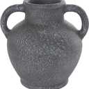 Deco 79 Ceramic Decorative Vase Textured Whitewashed Centerpiece Vase with Handles, Flower Vase for Home Decoration 11" x 9" x 10", Black