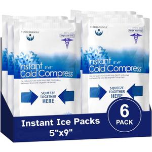 Instant Ice Packs for Injuries (5" x 9") - 6 Pack of Disposable Cold Compress Ice Packs for Sprains, Strains, Contusions, Minor Burns, Toothaches, and More Instant Ice Packs for Injuries (5" x 9") - 6 Pack of Disposable Cold Compress Ice Packs for Sprains, Strains, Contusions, Minor Burns, Toothaches, and More