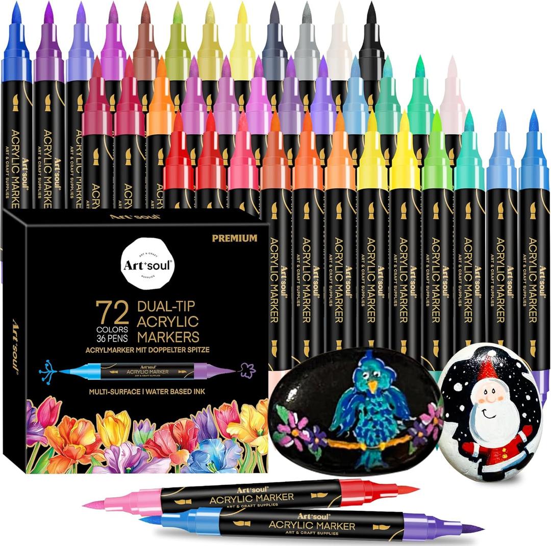 Art Soul 72 Colors 36 Pens Dual-Tip Acrylic Markers