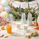 Meanplan 50 Pcs 12oz Spring Baby Shower Party Plastic Cups A Little Bunny Is on the Way Disposable Clear Cups for Baby Shower Gender Reveal Supplies Decorations(Pink Green)