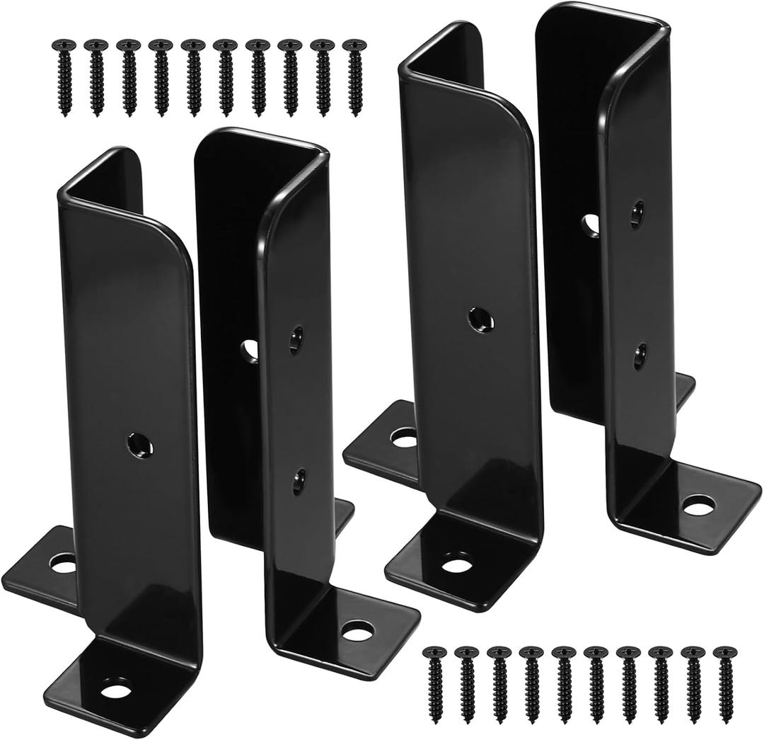 Deck Post Anchor, 4 Pcs Adjustable Post Base Brackets, Heavy Duty Wood Fence Pergola , Reversible Half Column Post Anchor Base Brackets Fit 1.5x1.5,2x2,2x4,4x4 Post, Deck Mailbox(Model B)