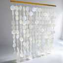 DHHOUSE 24x28 Inch Large Capiz Shell Wall Hanging, Handmade Sea Shell Wall Art with Stainless Steel Rail for Home Decor