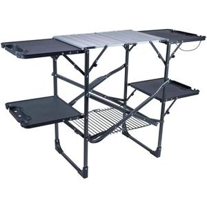GCI OUTDOOR Slim-Fold Cook Station | Portable Folding Kitchen Table with a Heat Resistant Tabletop, 4 Side Tables & Storage Rack, Perfect for Picnics & Camping Trips, 52"d X 21"w X 32"h