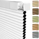 Shade&Beyond No Drill No Tools 25 1/2" W X 36" H White Blackout Cellular Shades Easy to Install for Indoor Windows Cordless Honeycomb Blinds Thermal Insulated Noise Reduction,Custom Size