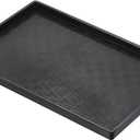 PATIKIL 12x8 Fast Food Tray, Plastic Reusable Multi-Purpose Rectangle Serving Tray Mosaic Texture for Restaurant Home Kitchen, Black