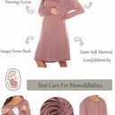 Ekouaer Women Maternity Nightgown Labor Delivery Nursing Gown Hospital Breastfeeding Dress Button Down Long Sleeve Sleepwear, Dusty Pink 2XL