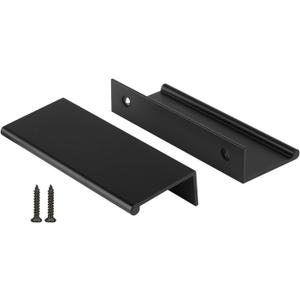 Peaha 10 Pack Black Cabinet Pulls Kitchen Handles 3 inch Aluminum Alloy Edge Finger Pull Dresser Drawer Handles (Hole Centers:3in(76mm))