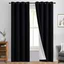 Yakamok 100% Blackout Curtain Panels 96 inches Cold and Light Blocking Drapes for Nursery, 2 Thick Layers Thermal Insulated Draperies (2 Pieces, 50 Wide Each Panel, Black Front with White Backing)