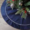 Christmas Tree Skirt, 36 inches Velvet Fur Plush Blue Tree Skirt, Xmas Tree Skirts for Merry Christmas Party Rustic Vintage Christmas Tree Decorations