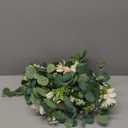 Dremisland Artificial Flower Garland 2 Pack 12Ft Champagne Dahlia Flower Vines Hanging Floral Eucalyptus Greenery Garland Decoration for Wedding Arch Bedroom Home Wall Backdrop Room Decor (2PCS)