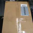 Amazon Basics Dual Compartment Recycling Trash Can with Soft-Close Lid, Fingerprint Resistant, Removable Liner Buckets, 60 Liters, Rectangular, Grey, Silver