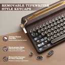 YUNZII QL75 Wireless Typewriter Hot Swap Retro Mechanical Keyboard,Punk Round Keycaps,RGB Backlit QMK/VIA Programmable, Multi-Device Keyboard with 2.4GHz/Type-C/BT5.0 (Wood, Cocoa Cream V2 Switch)
