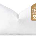 Artscope Synthetic Down Lumbar Pillow Insert, 12x20 Down Alternative Throw Pillow Insert. Ultra Soft Fluffy Sleeping Pillow with 100% Cotton Cover, Decorative Pillows-White