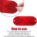 10 Pcs Front Reflector Oval Reflector with Mounting Hole, Driveway Trailer Reflectors with 20 Screws, Safety Reflectors for Fence, Gate, Posts, Garage, Car, Tunnels, Mailbox (Red, 4.45" * 1.96")