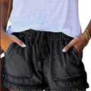 YOCUR Womens Lightweight Shorts Casual Baggy Trendy Short Pants Elastic Waist Drawstring Comfy Shorts (Small, Black)