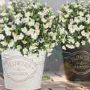 Artificial Flowers for Outdoors, 12 Bundles Fake White Flowers for Outdoor Planters, Faux Plants with Silk Flowers for Porch Decor Garden Patio Home Aesthetic