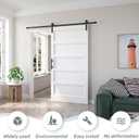 Fredbeck 42x80 inch White Barn Door with 7FT Sliding Barn Door Hardware Kit Included,Solid,MDF, PVC Surface,DIY Assembly,Water-Proof,5-Panel,Fit 38in-41in Opening