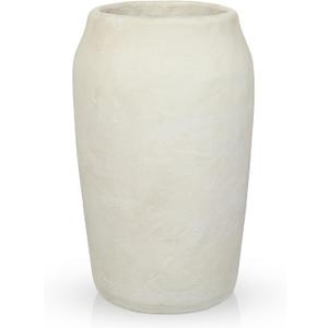 Briful Rustic Vintage Ceramic Vase, 11.8'' Farmhouse Table Decor with Wide Mouth, Large Decorative Vase for Home Decor, Living Room, Entryway & Shelf Styling, Beige
