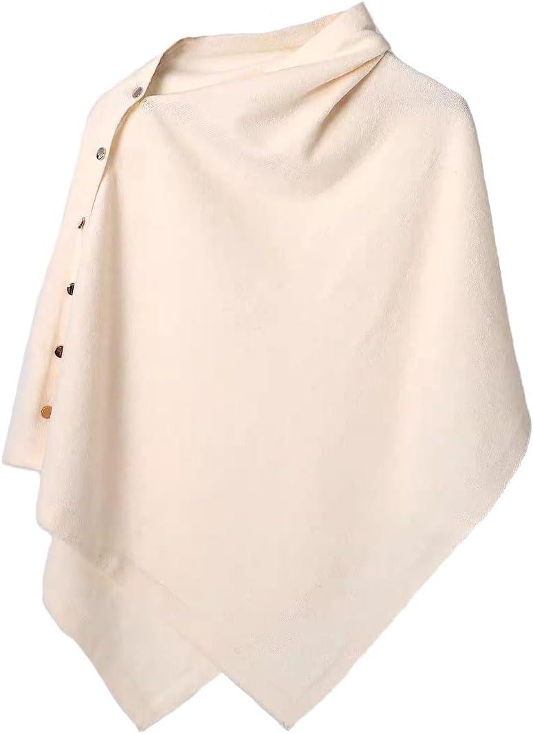 Women's Versatile Knitted Shawls Scarf Poncho Sweater Capes with Buttons Lightweight Spring Summer Fall Winter Wraps, Size: 54"x24"