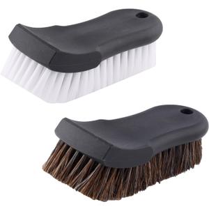 BOXOB Upholstery Brush Set, Horsehair Detailing Cleaner Brush Versatile Upholstery Cleaning Brushes for Boat Car Couch Fabric Carpet Car Interior Leather and Home Furniture