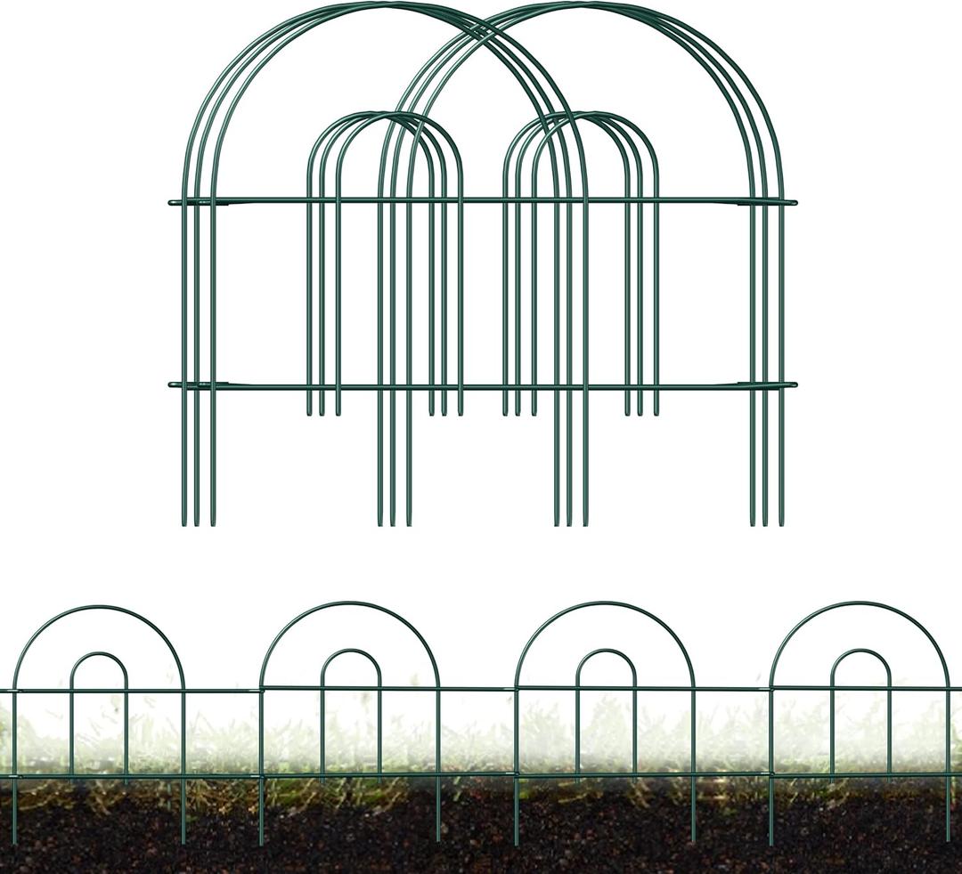 Decorative Garden Folding Border Fence, Metal Wire Edging Flower Fence Panel 18in X50ft Outdoor Patio Landscape (Green-18x50, Green)