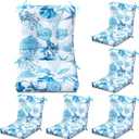 Hoteam 6 Set Outdoor Patio Chair Cushions 20 x 42 in Deep Seat Waterproof Patio Cushions Set for Furniture Replacement Removable Seat and Back (Ocean)