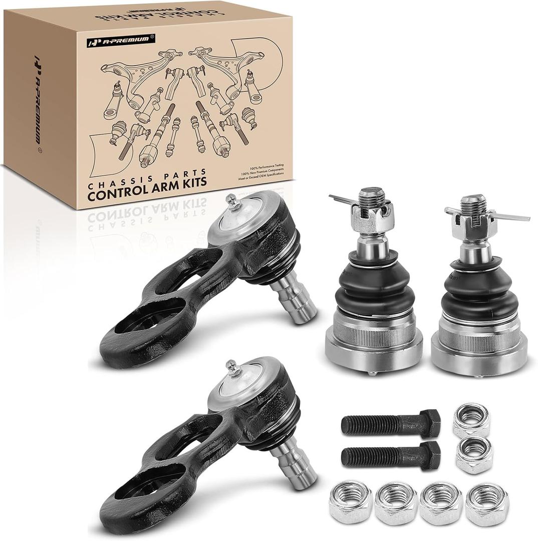 A-Premium Set of 4, Front Upper & Lower Ball Joints Kit, Compatible with Ford Crown Victoria 1995-2002, Lincoln Town Car 1995-2002, Mercury Grand Marquis 1995-2002