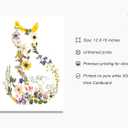TwoDays Floral Silhouette Cat Wall Art, Cute Botanical Flower poster, Minimalist Abstract Boho Pictures Room Decor, Gift for Cat Lovers (12" X 16", UNFRAMED)