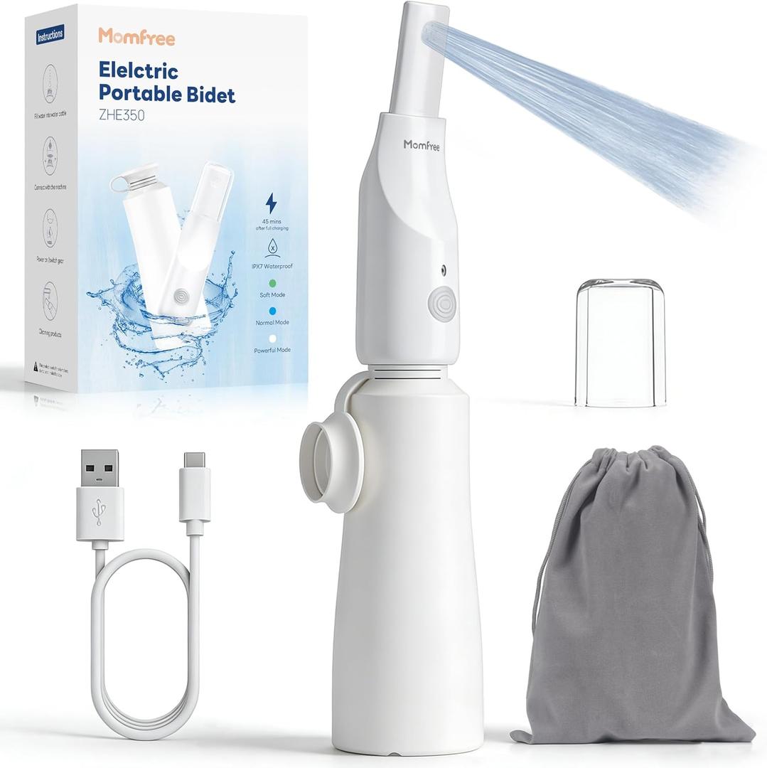 Portable Bidet for Travel - Rechargeable Electric Travel Bidet Peri Bottle with Adaptor & 3 Speed Modes, IPX7 Waterproof Portable Bidet for Women Men Baby Pregnancy Postpartum Personal Hygiene